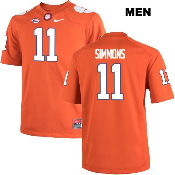 Men's Clemson Tigers #11 Isaiah Simmons Stitched Orange Authentic Nike NCAA College Football Jersey VSJ8646KA